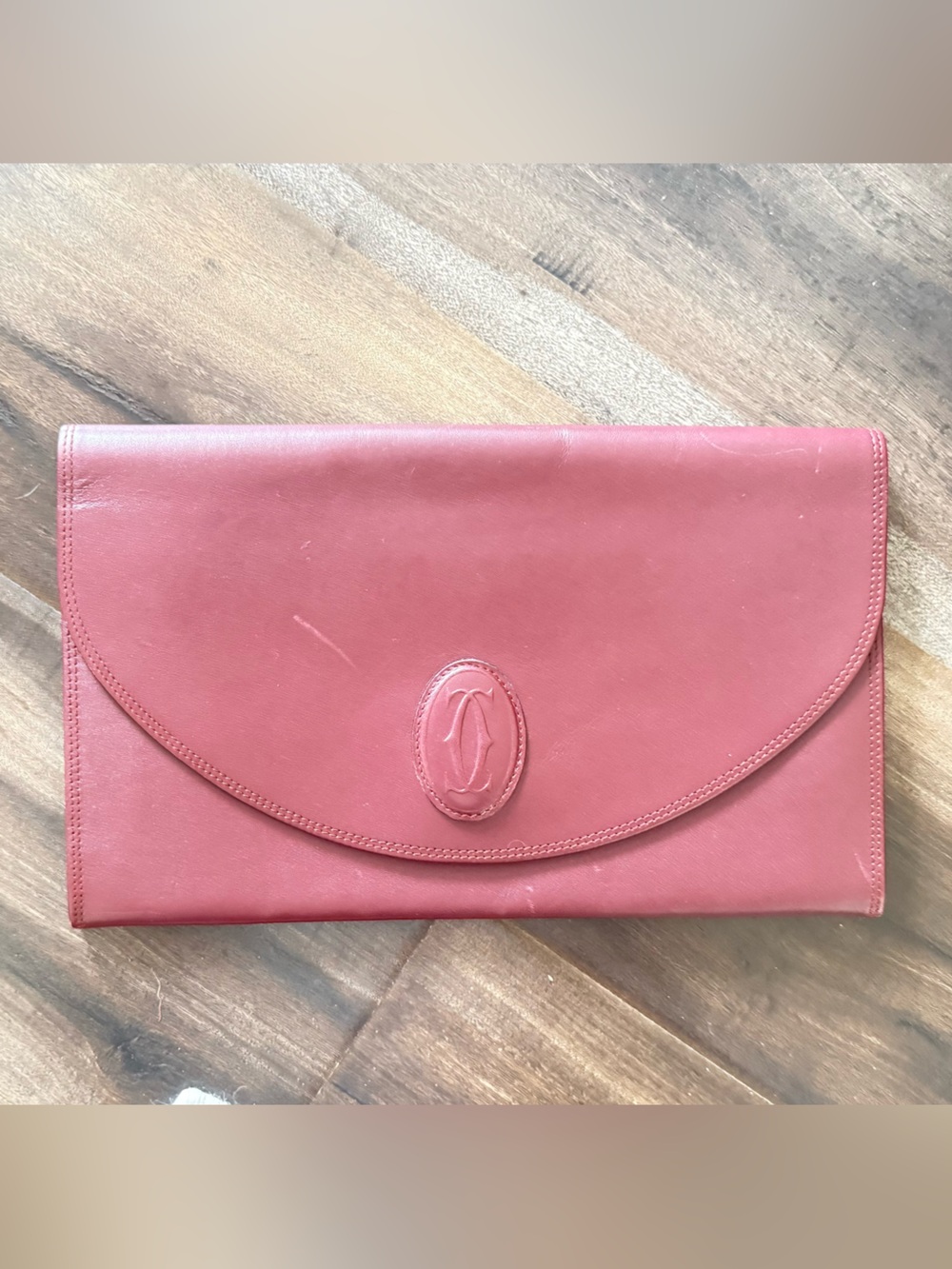 Cartier Red Leather Clutch Wallet